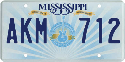 MS license plate AKM712