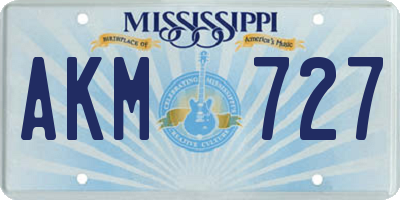 MS license plate AKM727