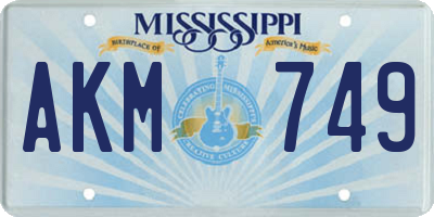 MS license plate AKM749
