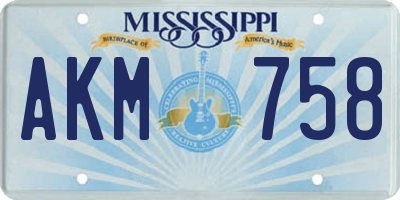 MS license plate AKM758
