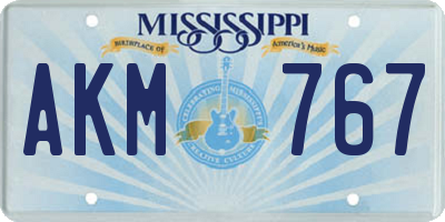 MS license plate AKM767