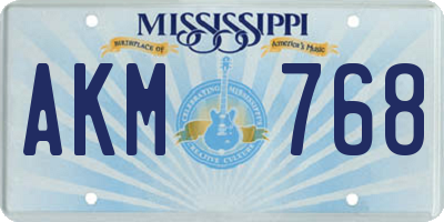 MS license plate AKM768
