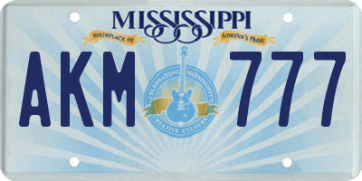 MS license plate AKM777