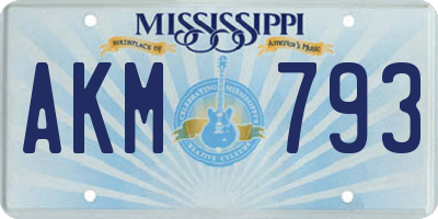 MS license plate AKM793