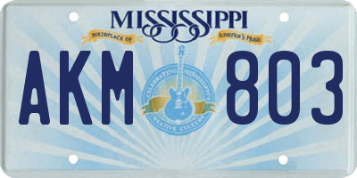 MS license plate AKM803