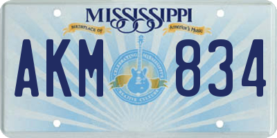MS license plate AKM834