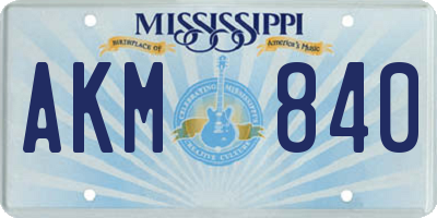 MS license plate AKM840