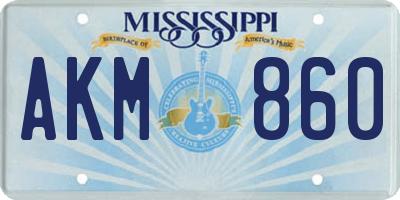 MS license plate AKM860