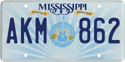 MS license plate AKM862