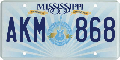 MS license plate AKM868