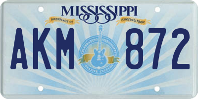 MS license plate AKM872