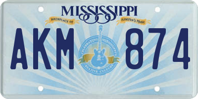 MS license plate AKM874