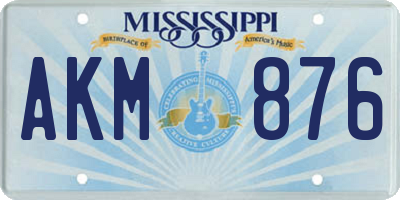 MS license plate AKM876