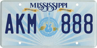MS license plate AKM888