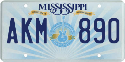 MS license plate AKM890