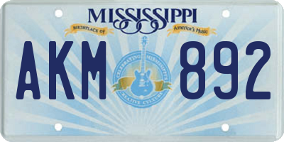 MS license plate AKM892