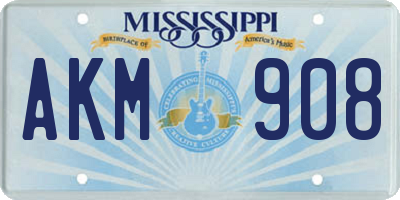 MS license plate AKM908