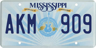MS license plate AKM909
