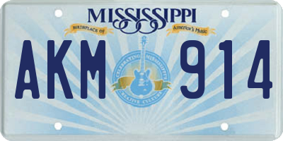 MS license plate AKM914