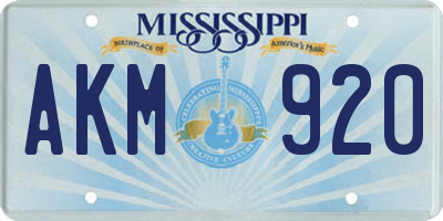 MS license plate AKM920