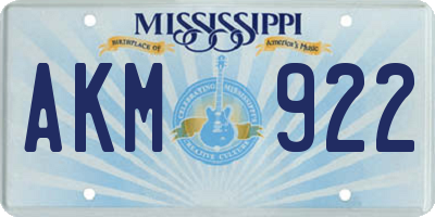 MS license plate AKM922