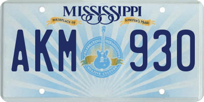 MS license plate AKM930
