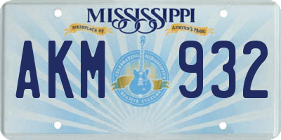 MS license plate AKM932
