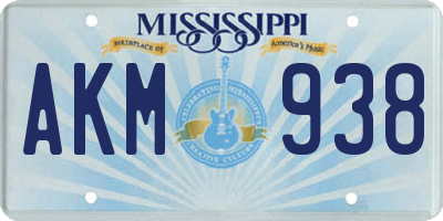 MS license plate AKM938