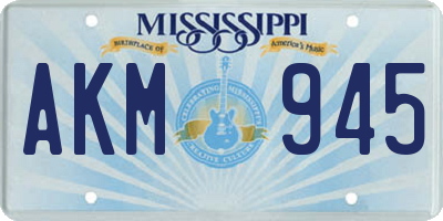 MS license plate AKM945