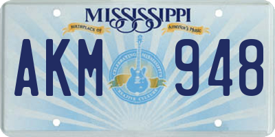 MS license plate AKM948