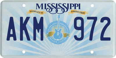 MS license plate AKM972