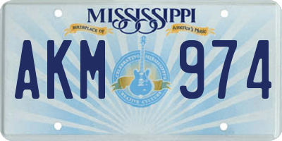 MS license plate AKM974