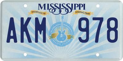 MS license plate AKM978