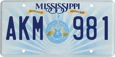 MS license plate AKM981