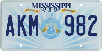 MS license plate AKM982