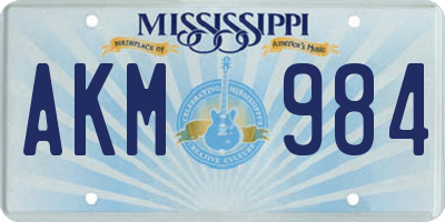 MS license plate AKM984