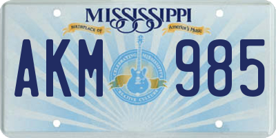 MS license plate AKM985