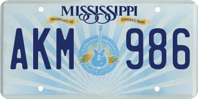 MS license plate AKM986