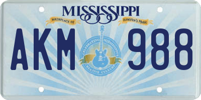 MS license plate AKM988