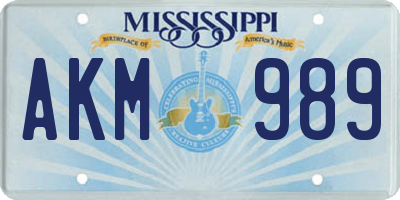MS license plate AKM989