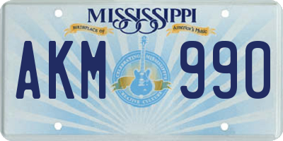 MS license plate AKM990
