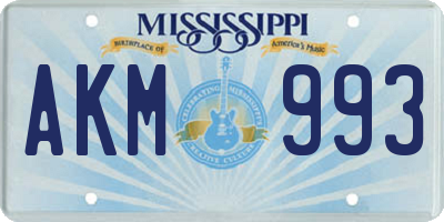 MS license plate AKM993