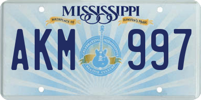 MS license plate AKM997
