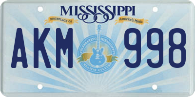 MS license plate AKM998