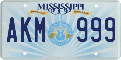 MS license plate AKM999