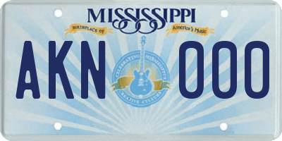 MS license plate AKN000