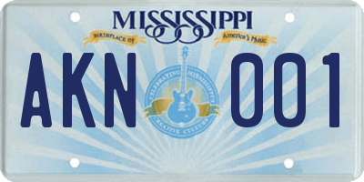 MS license plate AKN001