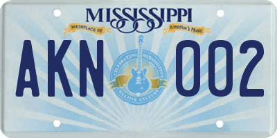 MS license plate AKN002