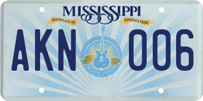 MS license plate AKN006
