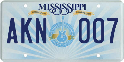 MS license plate AKN007